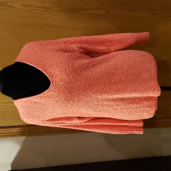 J jill purejill salmon pink vneck textured sweater - Picture 2 of 7